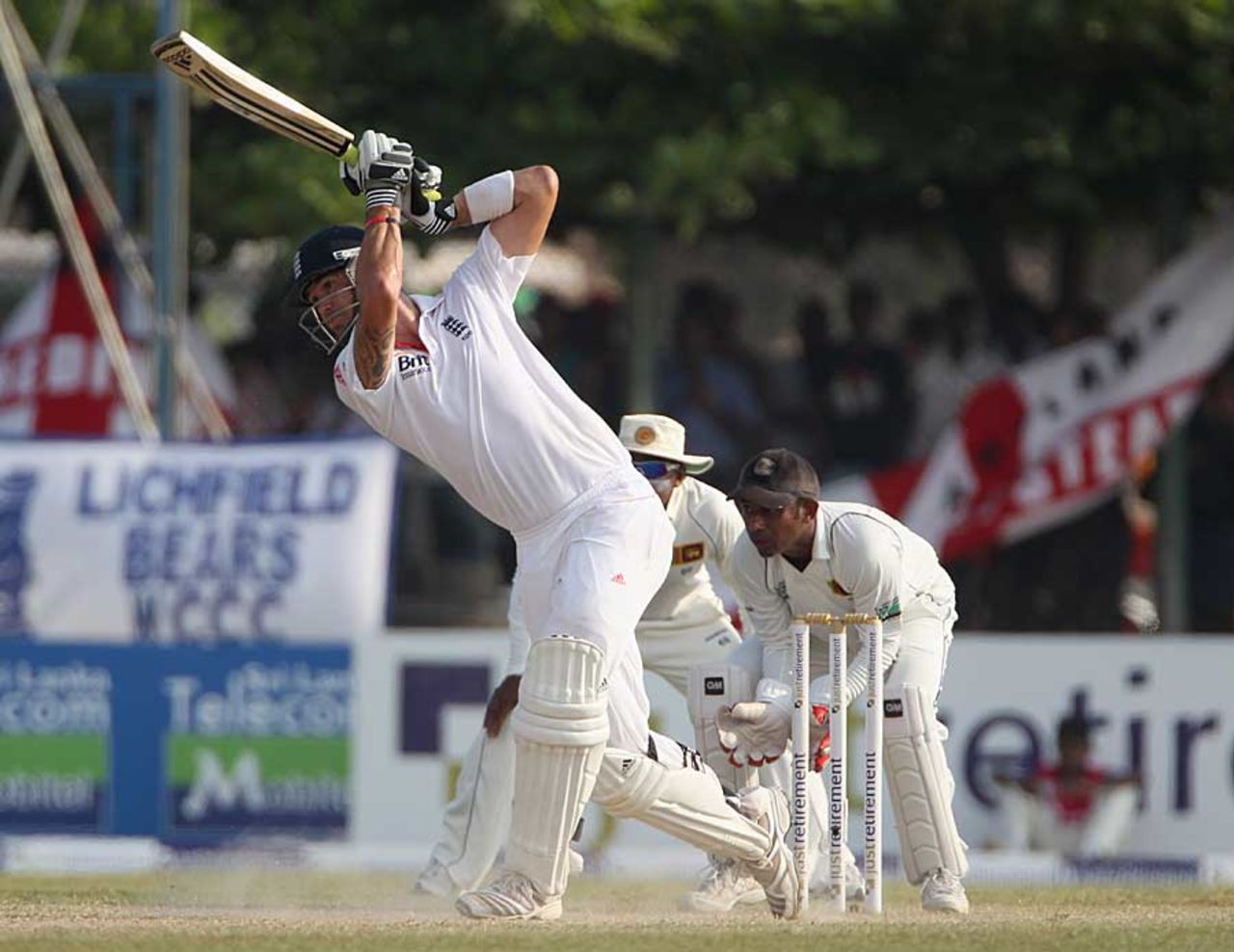 Kevin Pietersen steps out and drives, Sri Lanka v England, 1st Test, Galle, 3rd day, March 28, 2012