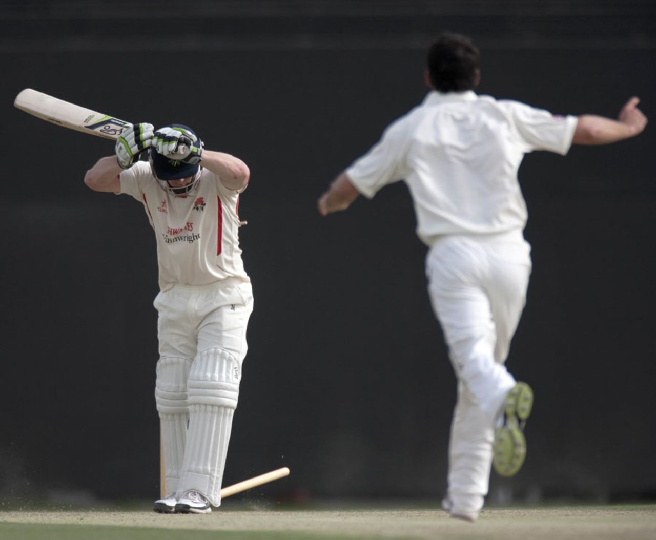 Steven Croft is bowled by Lewis Gregory for 4, MCC v Lancashire, Abu Dhabi, Day 2, March 28, 2012