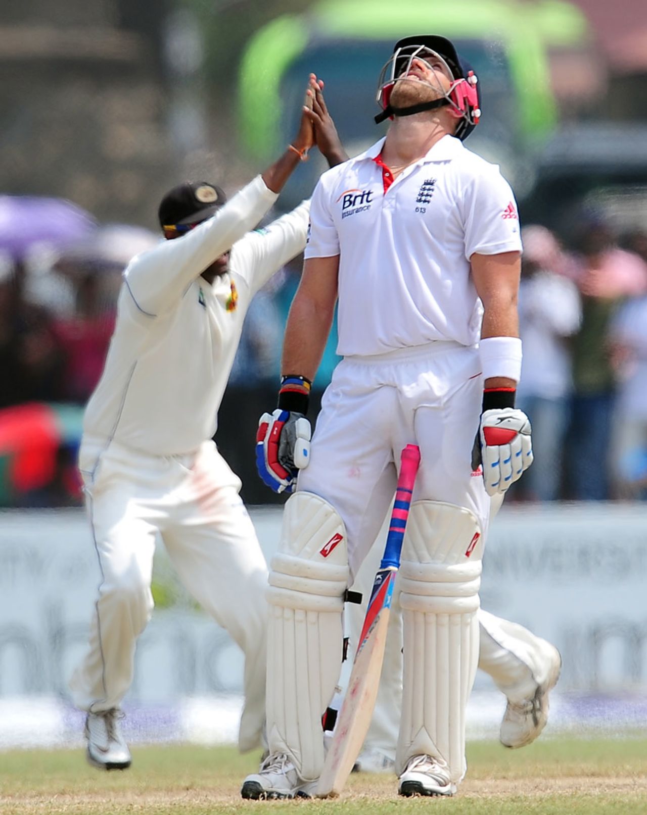 Matt Prior curses his luck after being caught at short leg, Sri Lanka v England, 1st Test, Galle, 4th day, March 29, 2012