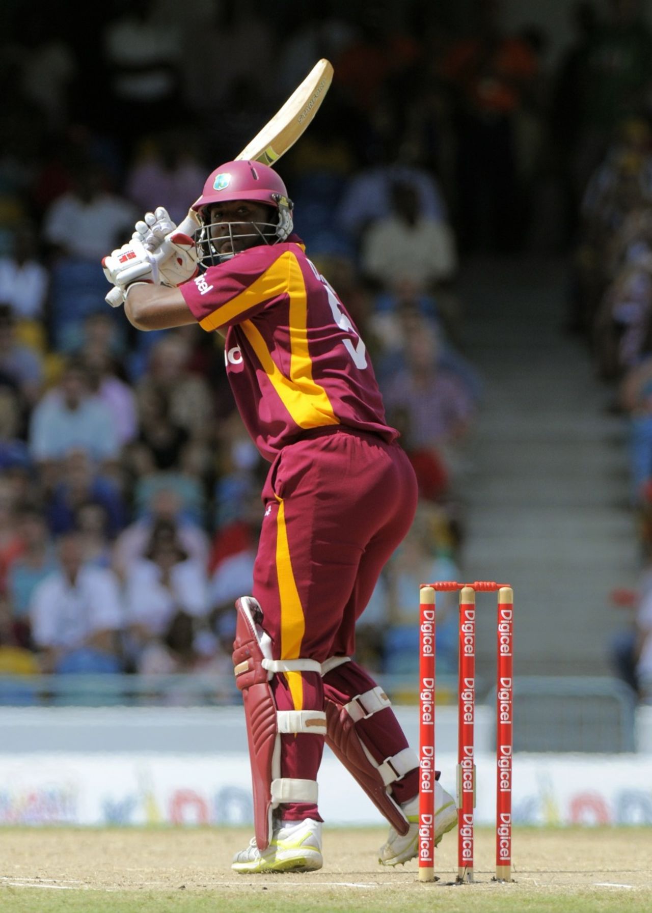 Dwayne Smith works a ball fine during his half-century, West Indies v Australia, 2nd Twenty20, Bridgetown, March 30, 2012