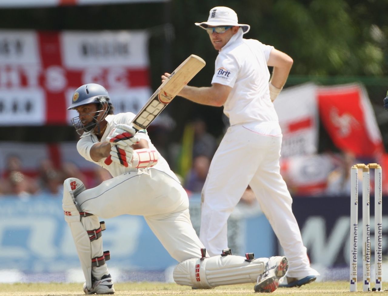 Suraj Randiv sweeps on the second morning, Sri Lanka v England, 2nd Test, P Sara Oval, Colombo, 2nd day, April 4, 2012