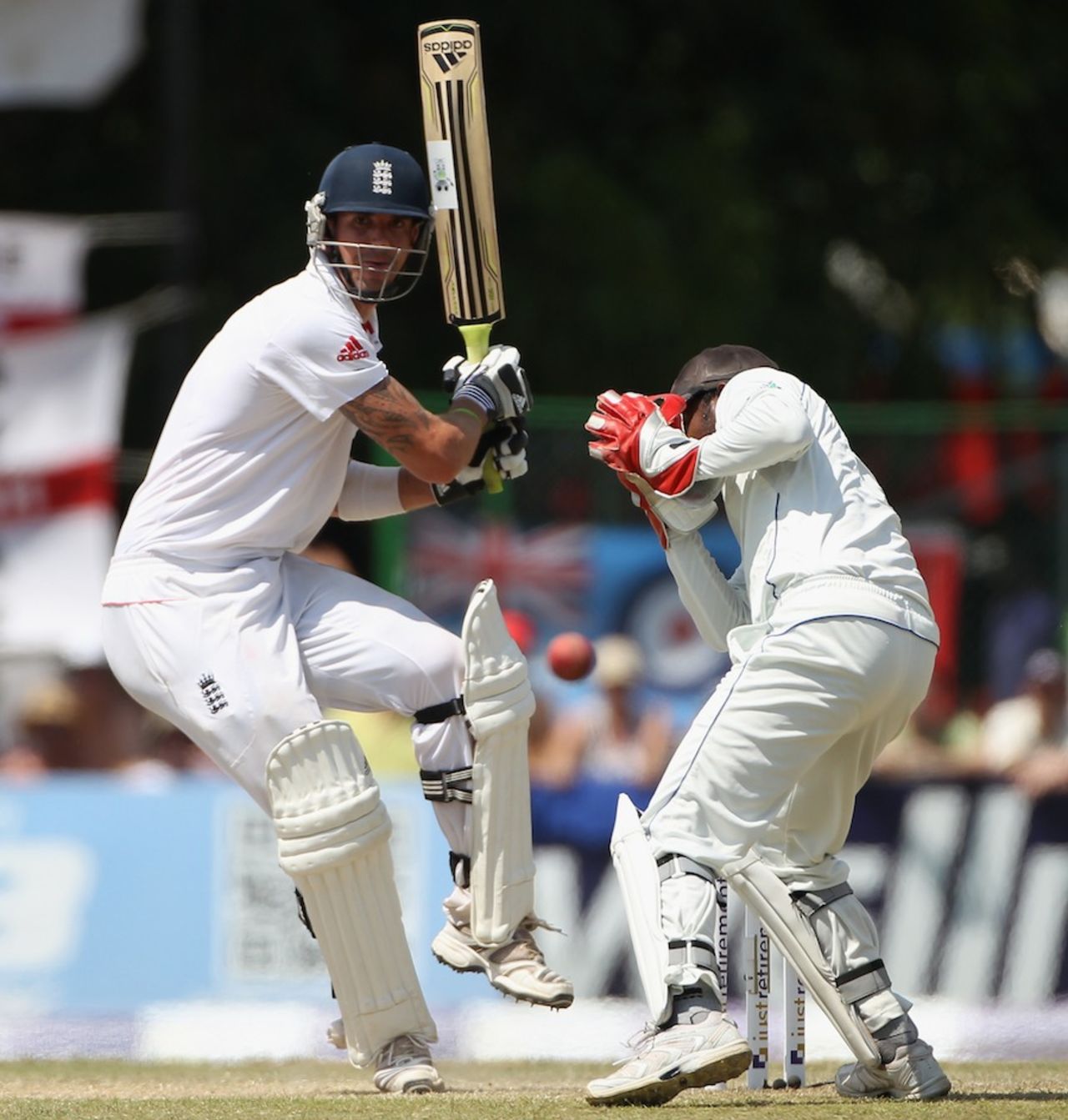 Kevin Pietersen plays the ball past the wicketkeeper, Sri Lanka v England, 2nd Test, Colombo, P Sara Oval, 3rd day, April 5, 2012