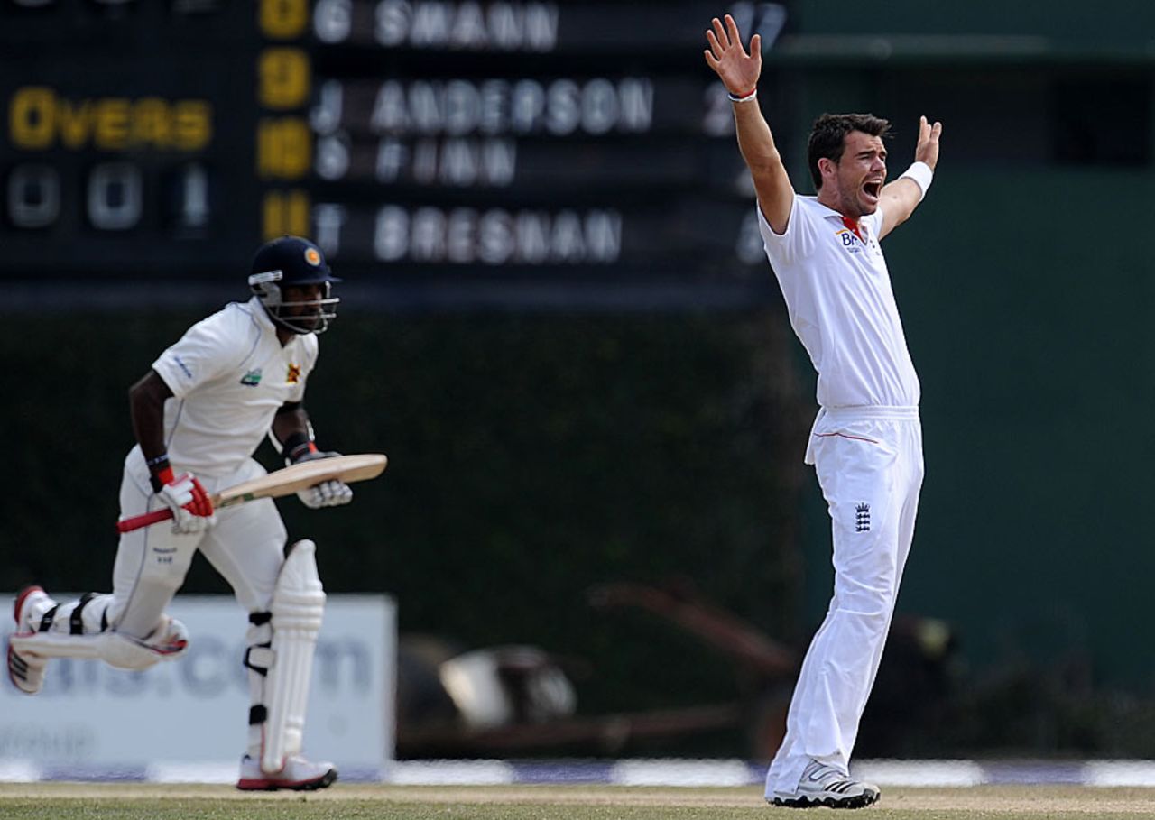 James Anderson appeals unsuccessfully, Sri Lanka v England, 2nd Test, Colombo, P Sara Oval, 4th day, April 6, 2012