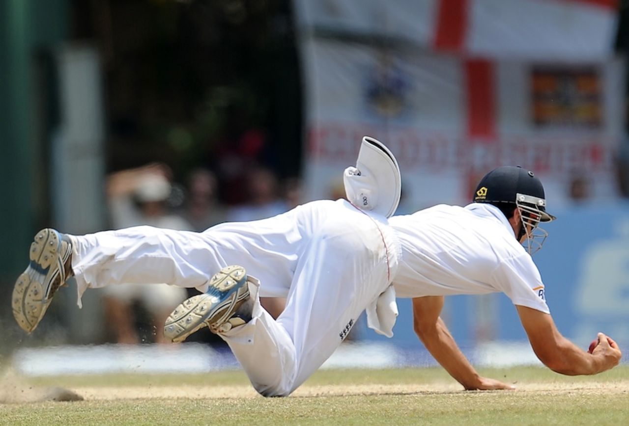 Alastair Cook dives to catch Mahela Jayawardene, Sri Lanka v England, 2nd Test, Colombo, P Sara Oval, 5th day, April 7, 2012