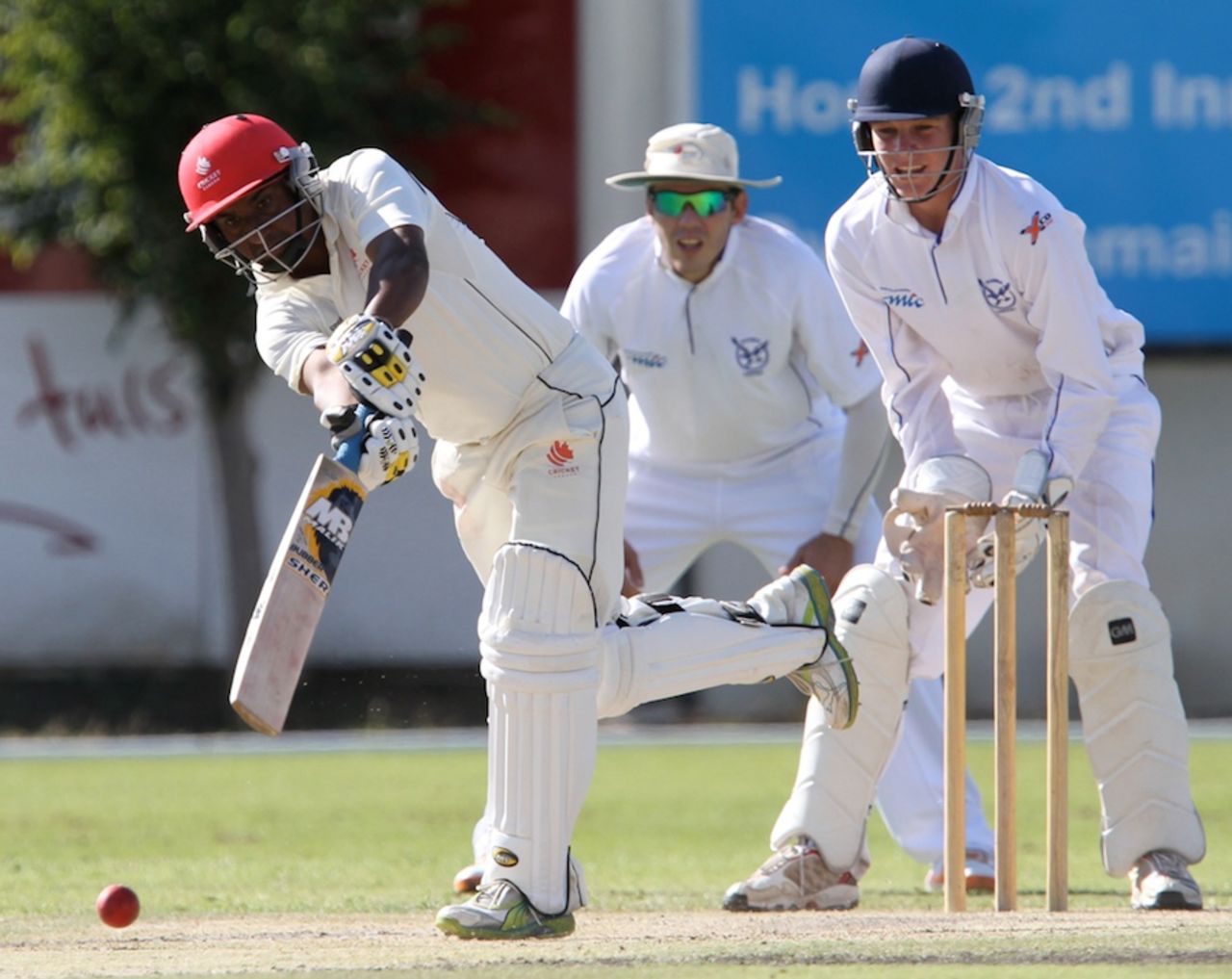 Zeeshan Siddiqi plays an on-drive, Namibia v Canada, Intercontinental Cup, Windhoek, 3rd day, April 7, 2012