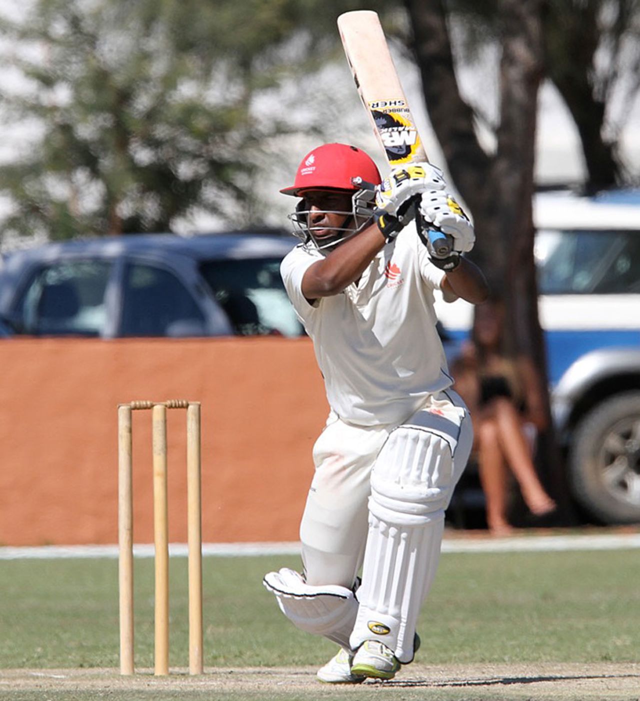 Zeeshan Siddiqi drives during his unbeaten 73, Namibia v Canada, ICC Intercontinental Cup, Windhoek, 4th day, April 8, 2012