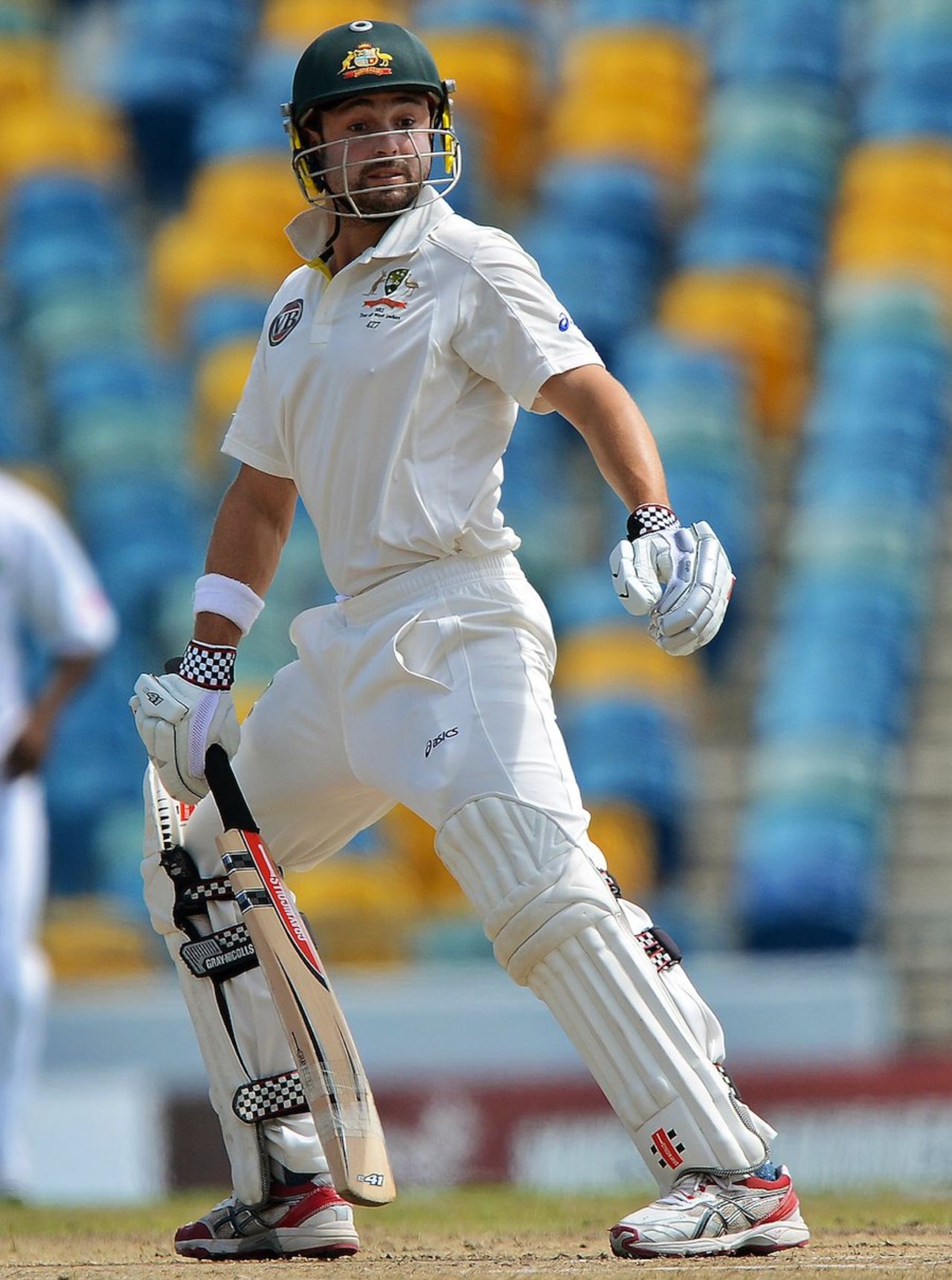Ed Cowan watches Carlton Baugh catch his edge, West Indies v Australia, 1st Test, Barbados, 3rd day, April 9, 2012