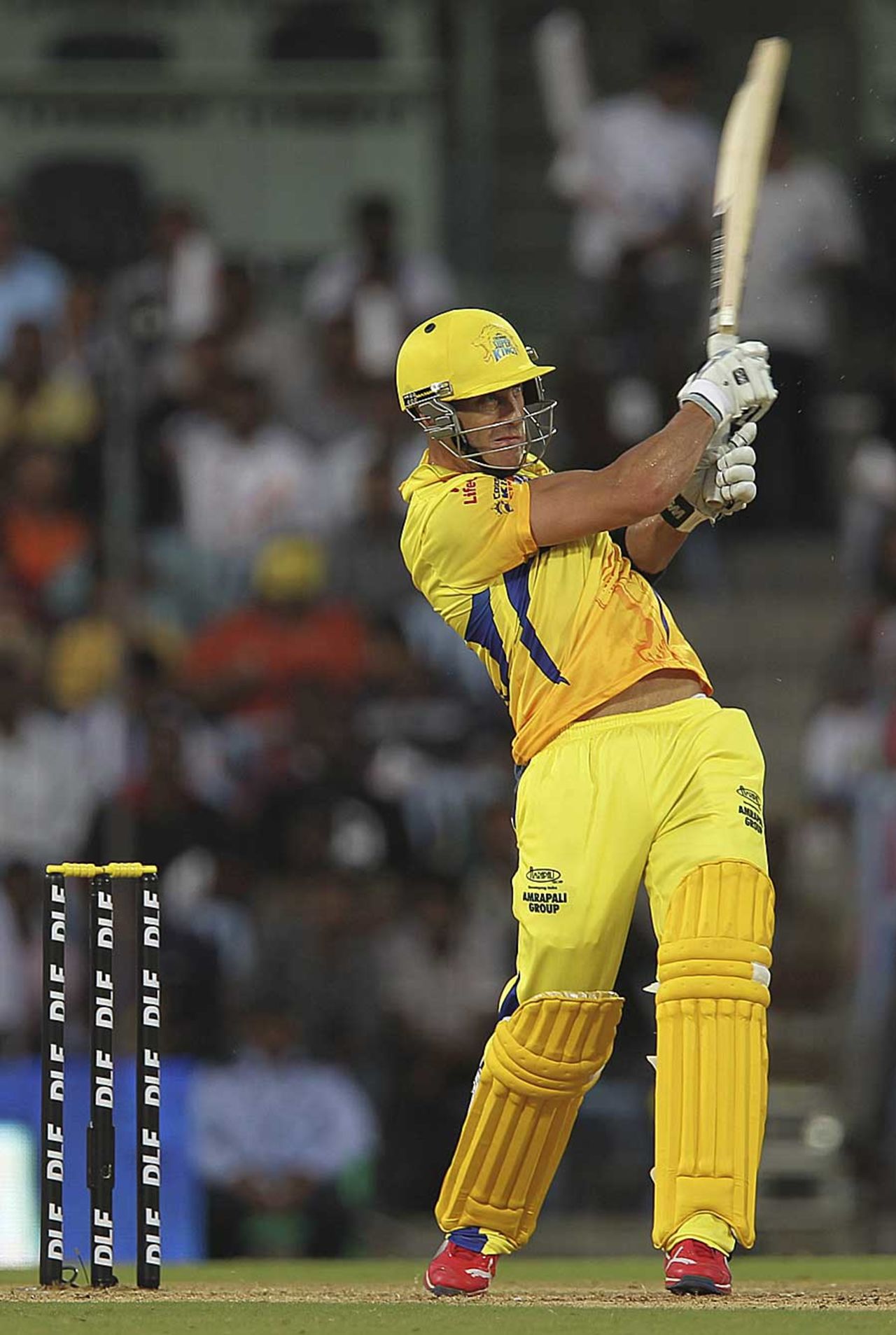 Faf du Plessis smashes one, Chennai Super Kings v Royal Challengers Bangalore, IPL, Chennai, April 12, 2012