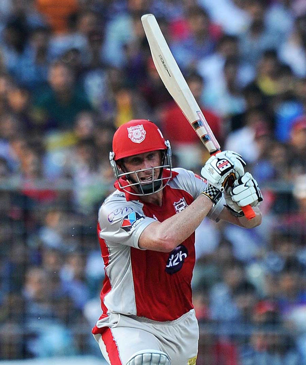 David Hussey smacks one, Kolkata Knight Riders v Kings XI Punjab, IPL 2012, Kolkata, April 15, 2012