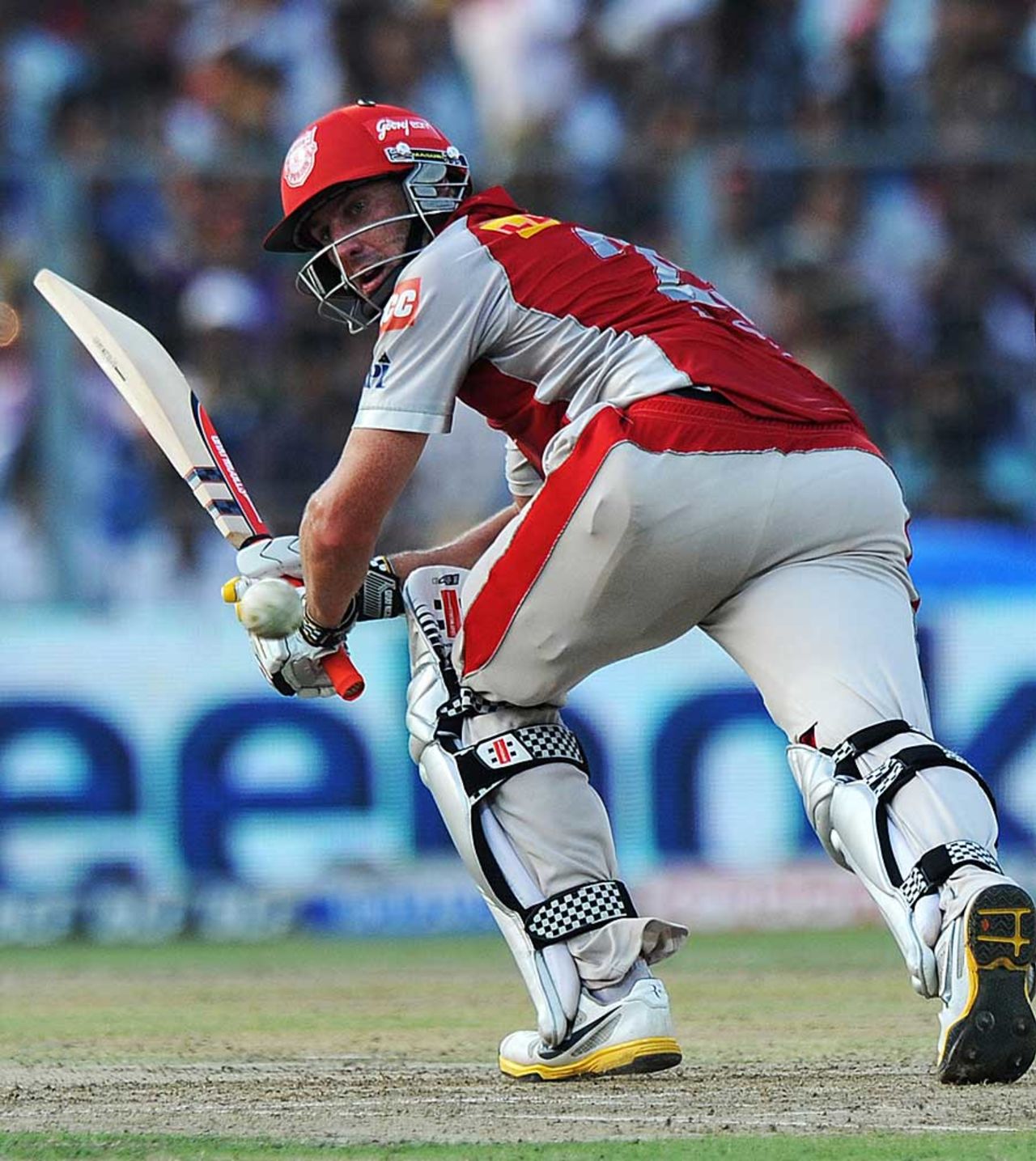 David Hussey works one away, Kolkata Knight Riders v Kings XI Punjab, IPL 2012, Kolkata, April 15, 2012