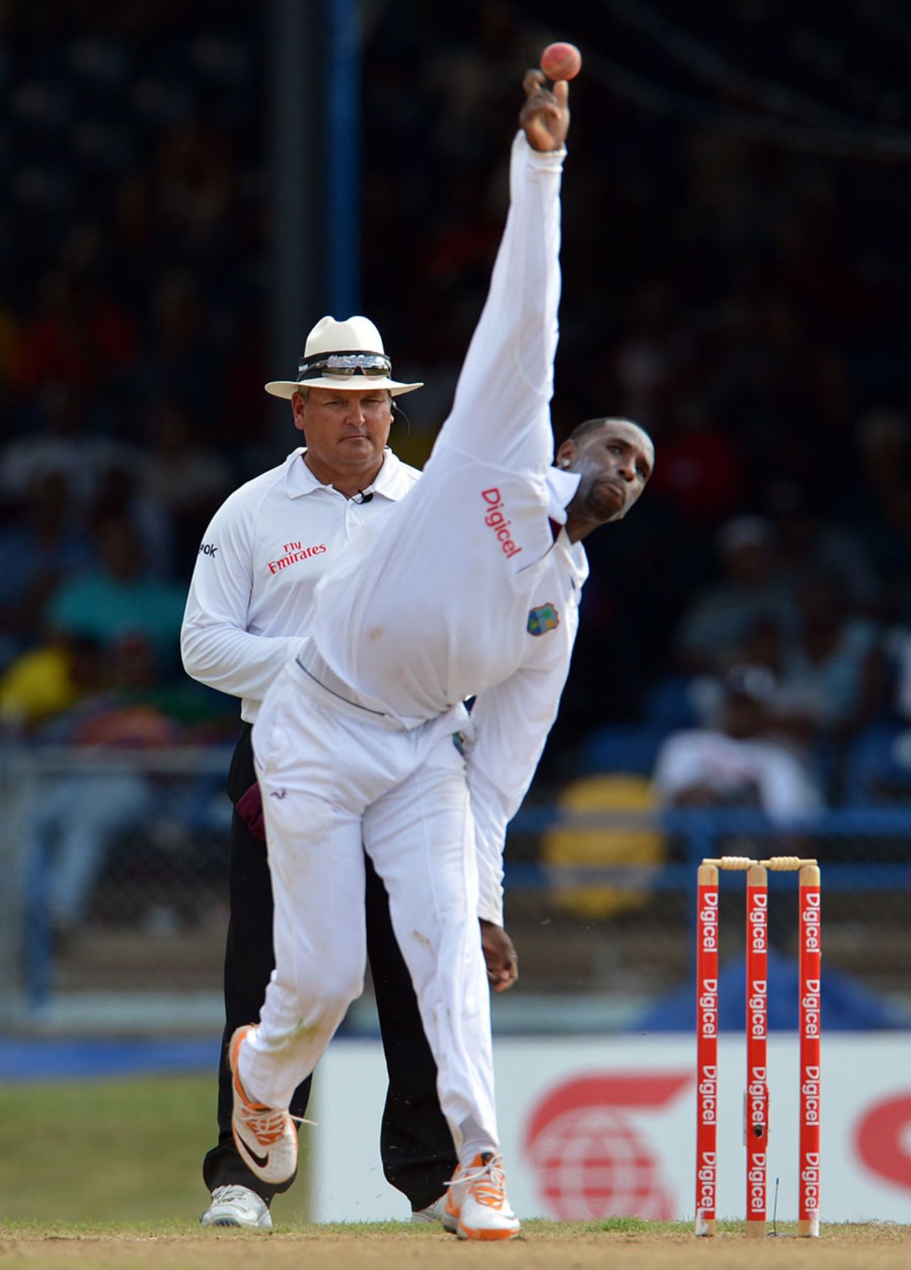 Shane Shillingford was impressive on his return to Test cricket, West Indies v Australia, 2nd Test, Port-of-Spain, April 15, 2012