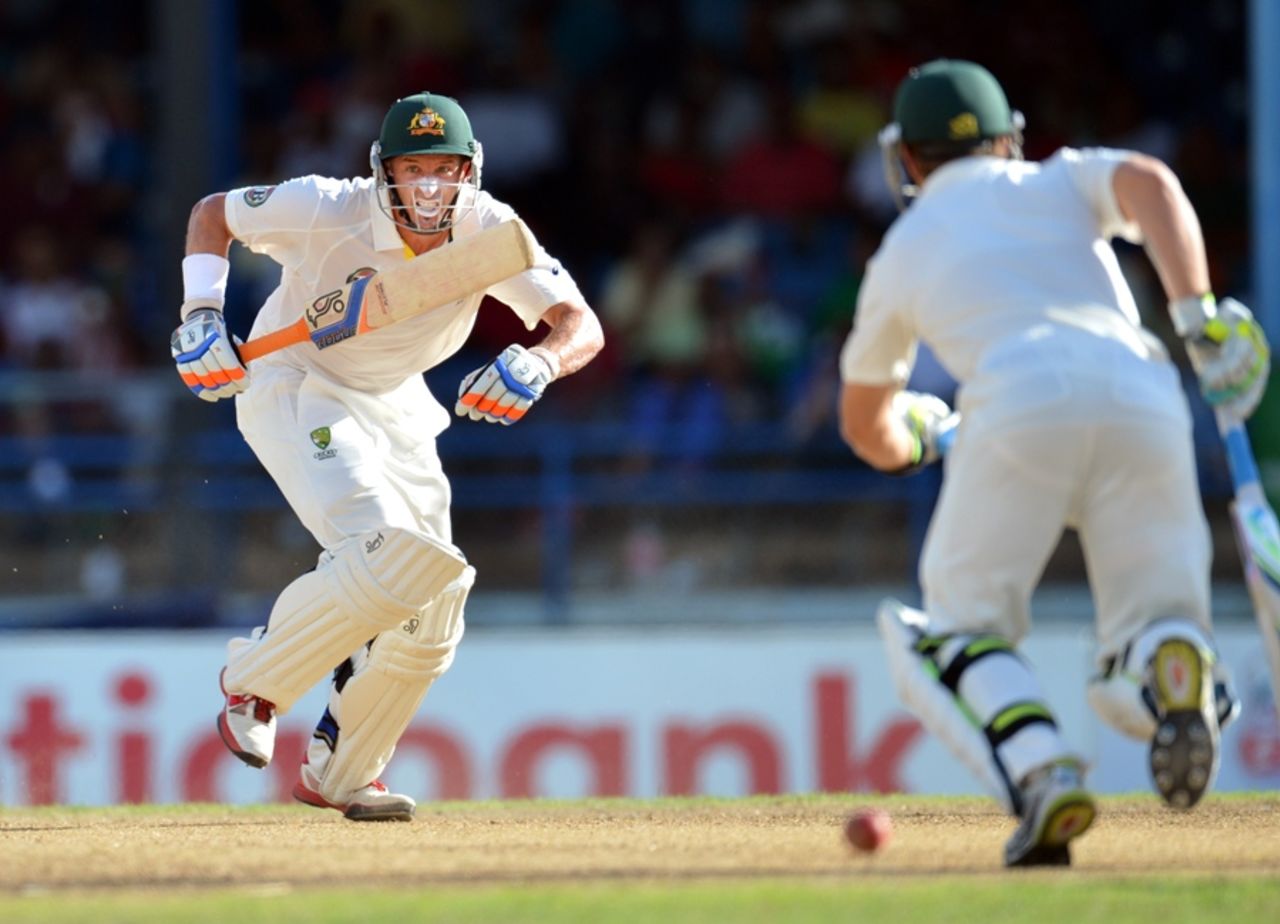 Michael Hussey takes off for a run, West Indies v Australia, 2nd Test, Port-of-Spain, April 15, 2012