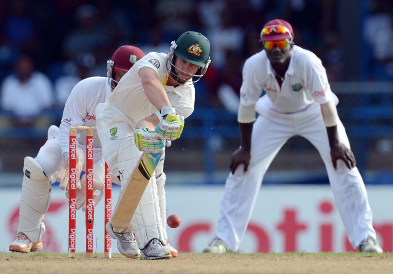 Matthew Wade is watchful in defence, West Indies v Australia, 2nd Test, Port-of-Spain, April 15, 2012