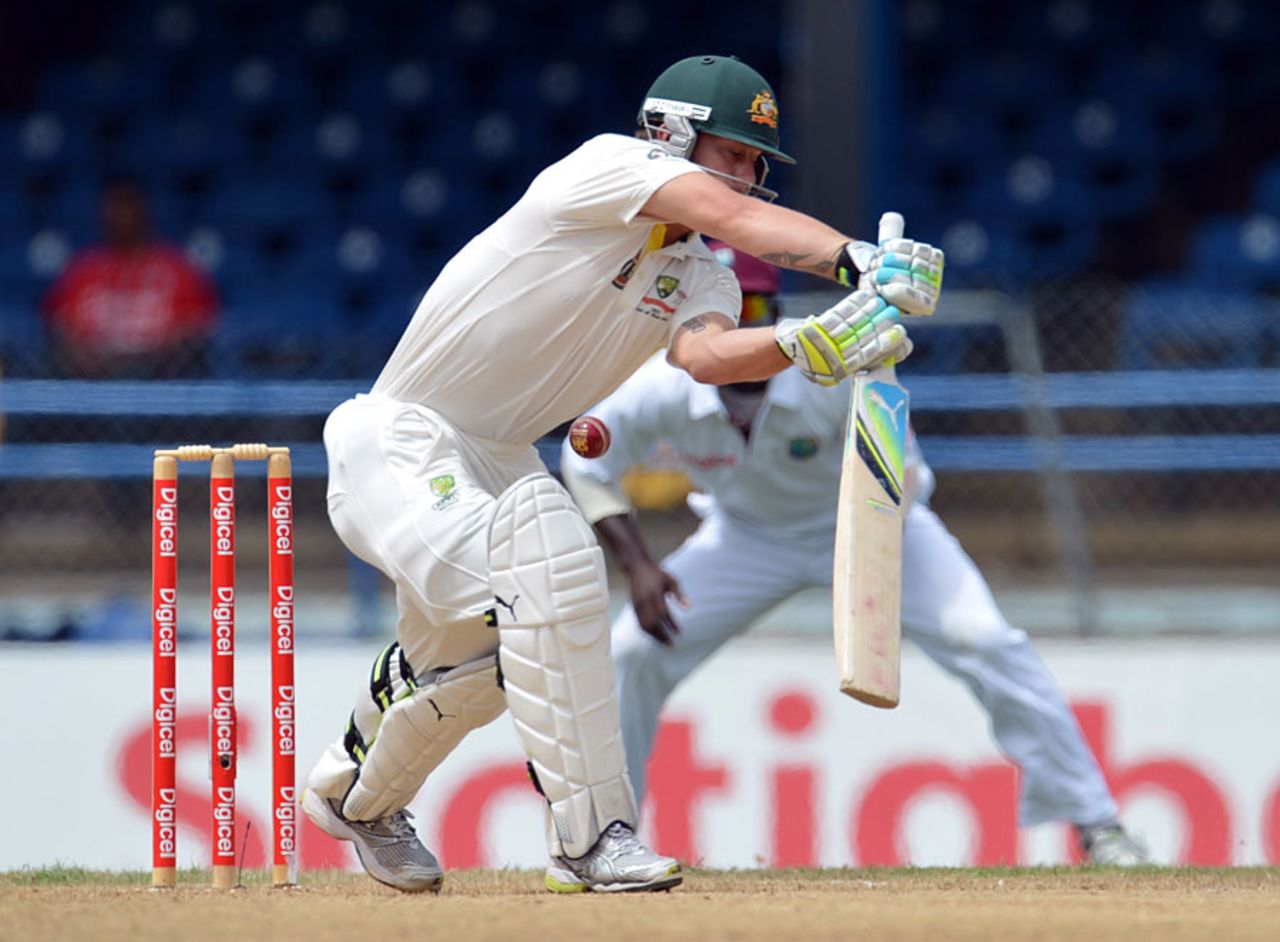 Matthew Wade edged to slip early on the second day, West Indies v Australia, 2nd Test, Port-of-Spain, April 16, 2012