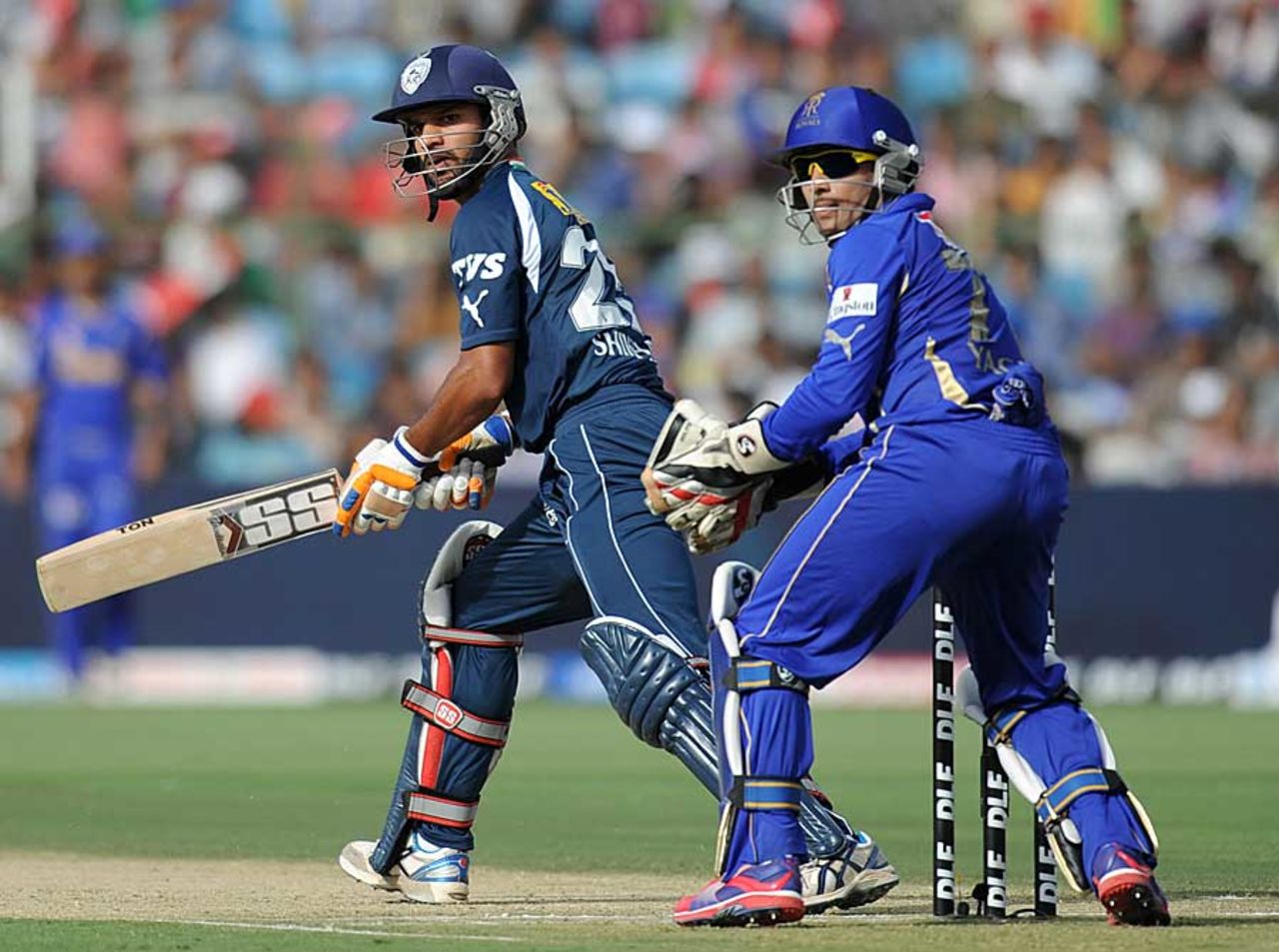 Shikhar Dhawan plays the reverse-sweep, Rajasthan Royals v Deccan Chargers, IPL 2012, Jaipur, April 17, 2012