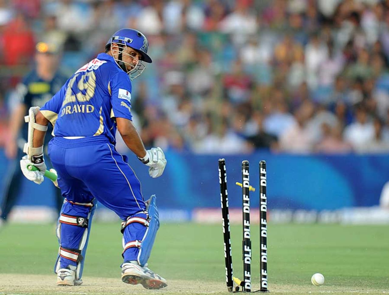 Rahul Dravid was bowled by Daniel Christian, Rajasthan Royals v Deccan Chargers, IPL 2012, Jaipur, April 17, 2012