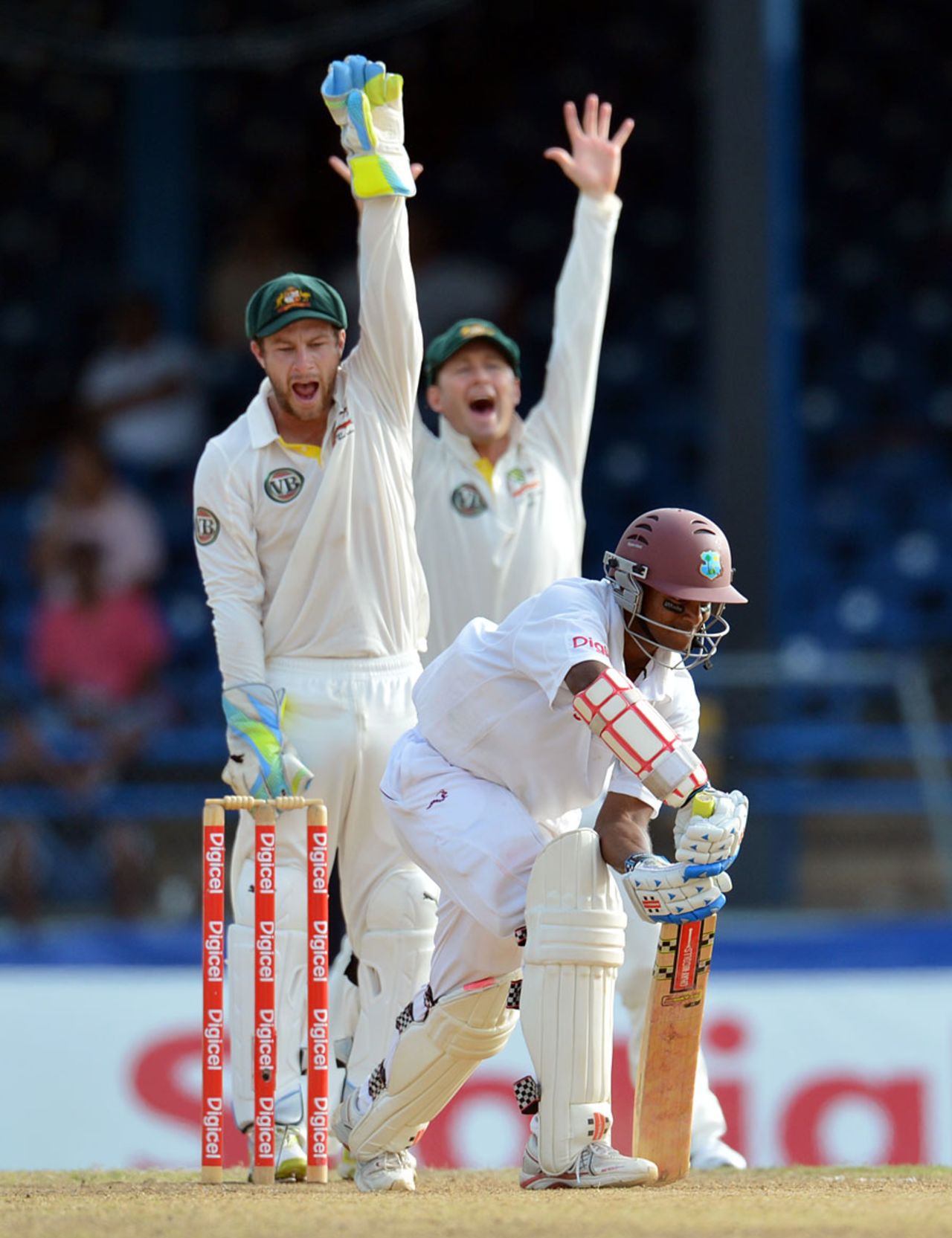 Shivnarine Chanderpaul was lbw for 94, West Indies v Australia, 2nd Test, Port-of-Spain, April 17, 2012