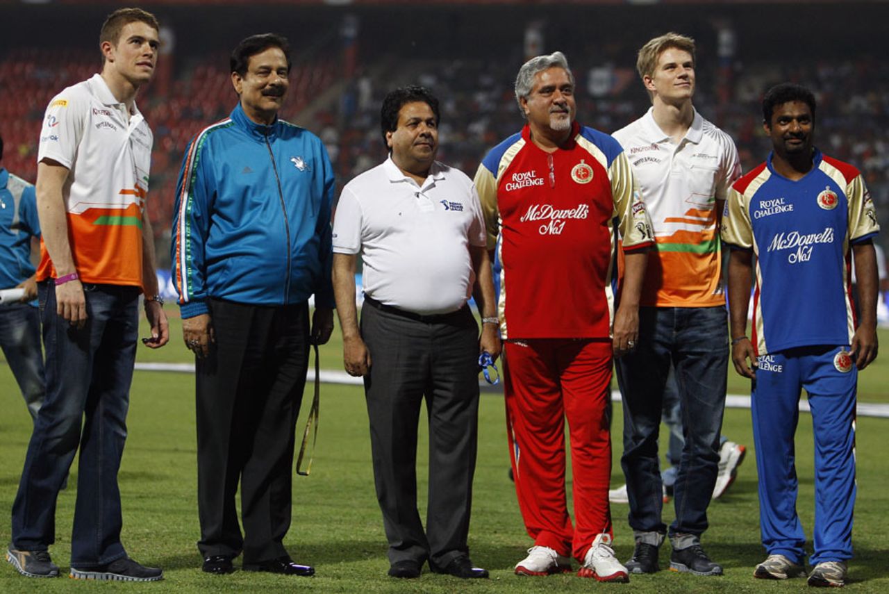 Formula 1 drivers Paul di Resta and Nico Hulkenberg add to the list of big names at the Chinnaswamy Stadium for the IPL, Royal Challengers Bangalore v Pune Warriors, IPL, Bangalore, April 17, 2012
