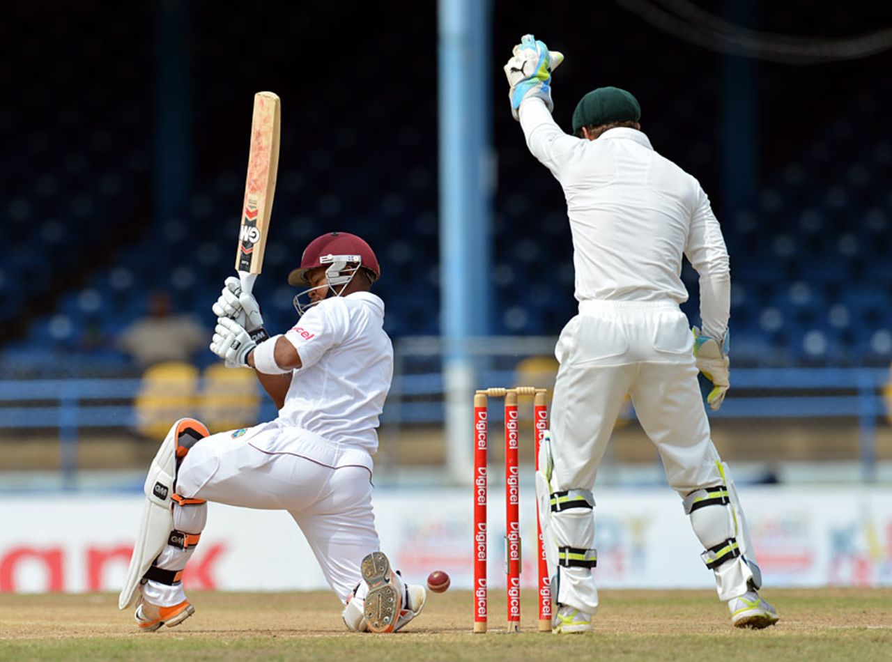 Carlton Baugh fell in the first over of the fourth day, West Indies v Australia, 2nd Test, Port-of-Spain, April 18, 2012