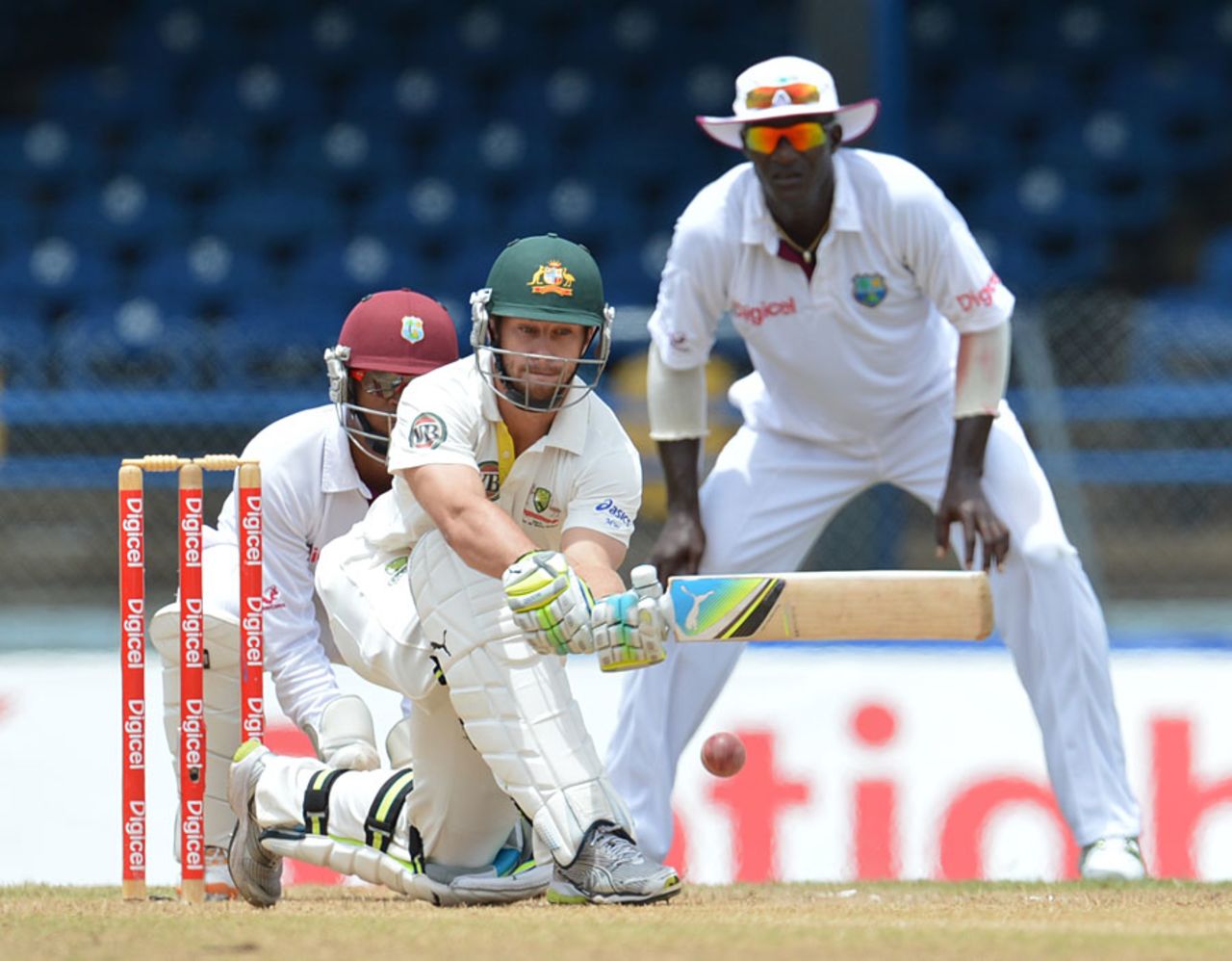 Matthew Wade gets down to sweep, West Indies v Australia, 2nd Test, Port-of-Spain, April 19, 2012