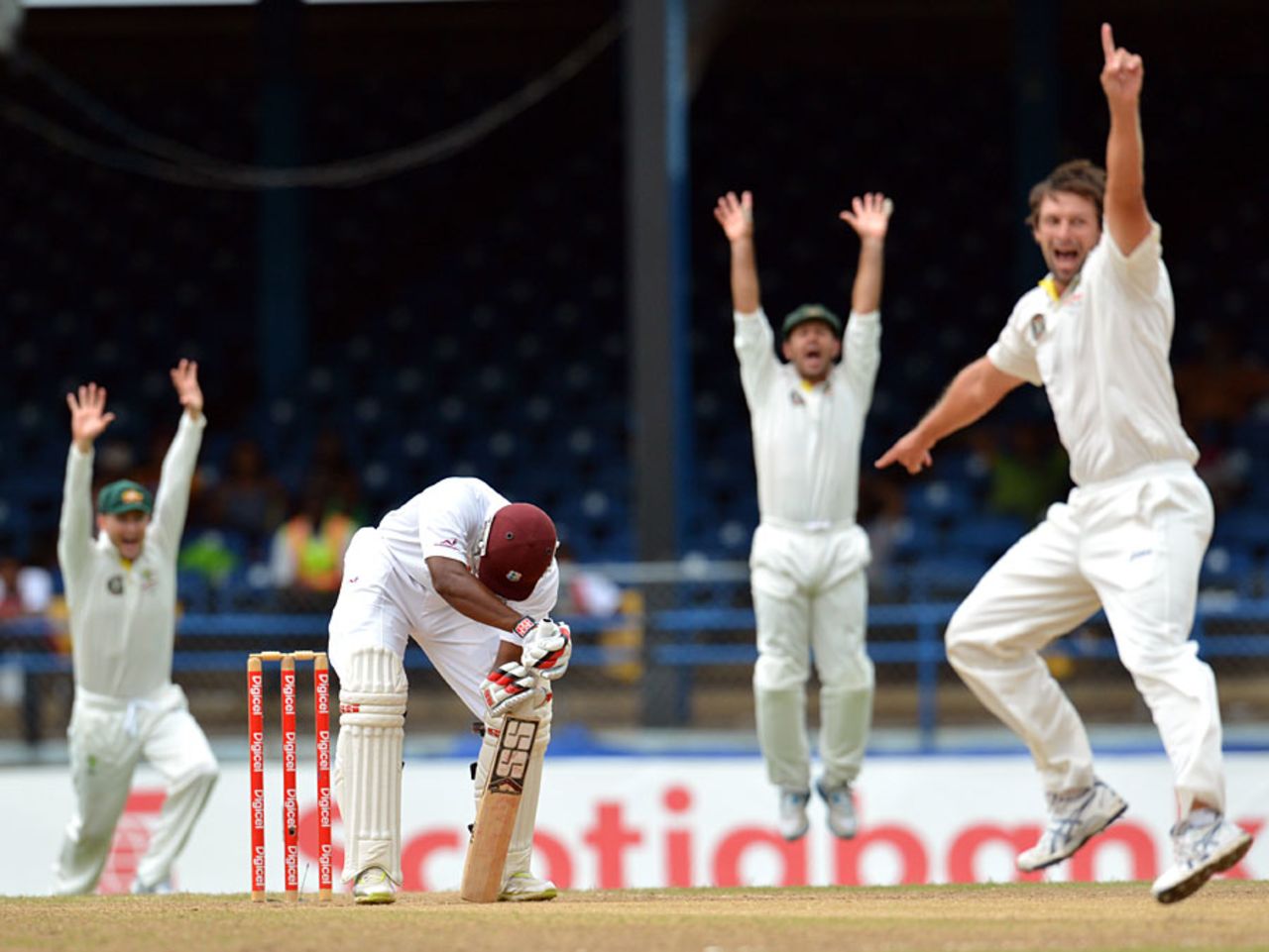 Ben Hilfenhaus struck early in West Indies' run chase, West Indies v Australia, 2nd Test, Port-of-Spain, April 19, 2012