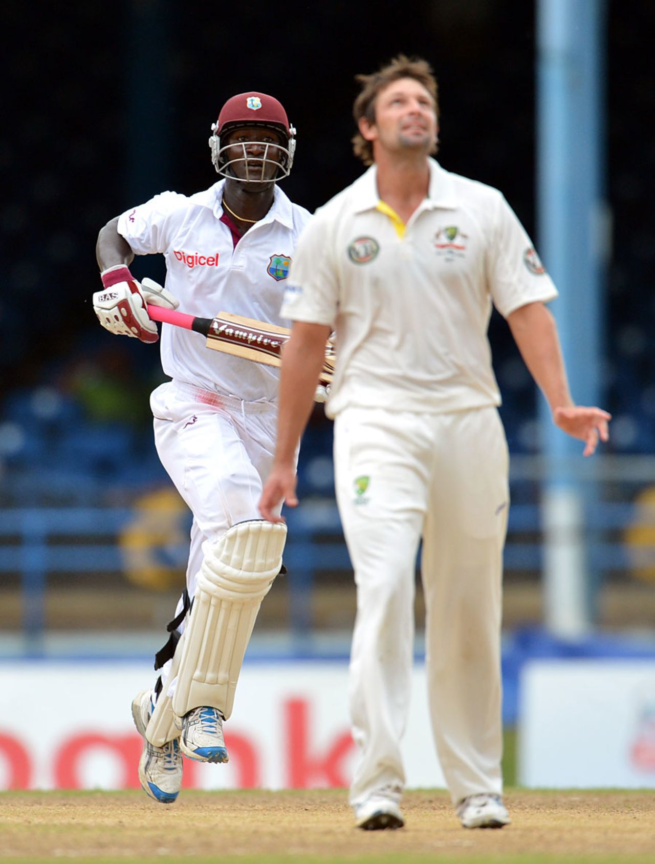 Ben Hilfenhaus watches a boundary sail over his head, West Indies v Australia, 2nd Test, Port-of-Spain, April 19, 2012