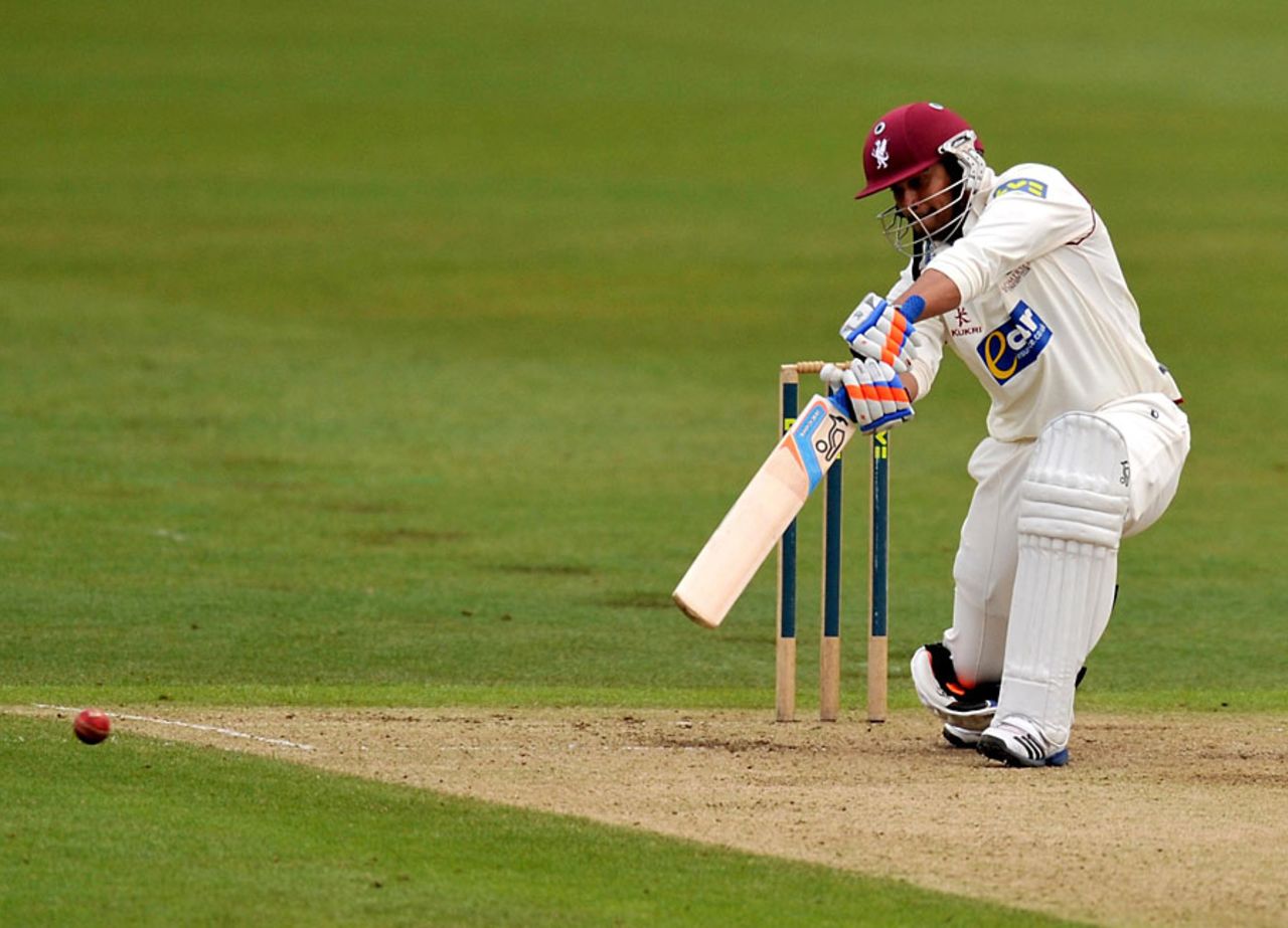 Arul Suppiah connects with an elegant drive, Nottinghamshire v Somerset, County Championship, Division One, Trent Bridge, April 20, 2012