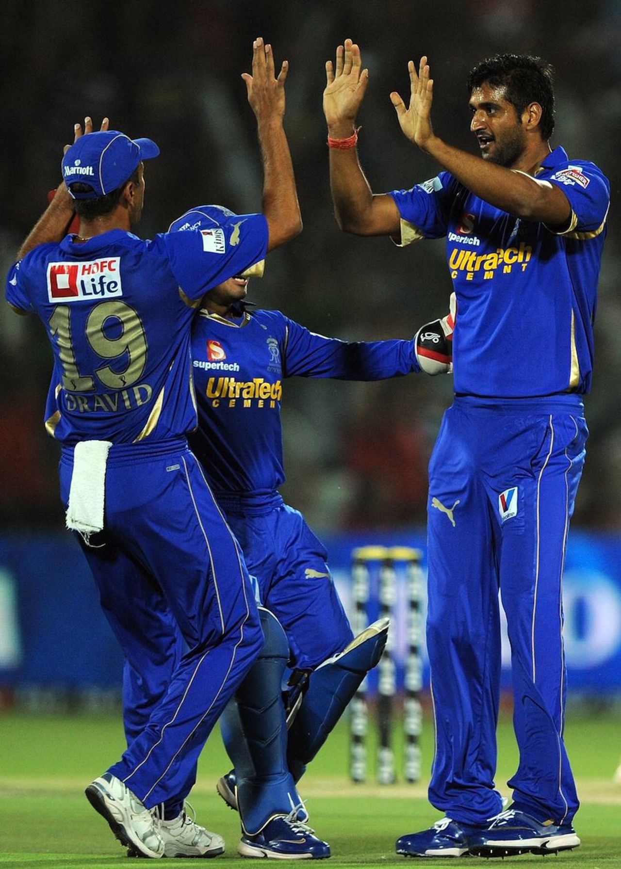 Pankaj Singh celebrates Virat Kohli's wicket, Rajasthan Royals v Royal Challengers Bangalore, IPL, Jaipur, April 23, 2012