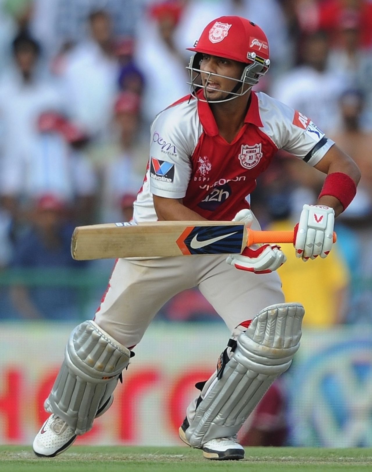 Mandeep Singh plays a shot, Kings XI Punjab v Mumbai Indians, IPL, Mohali, April 25, 2012