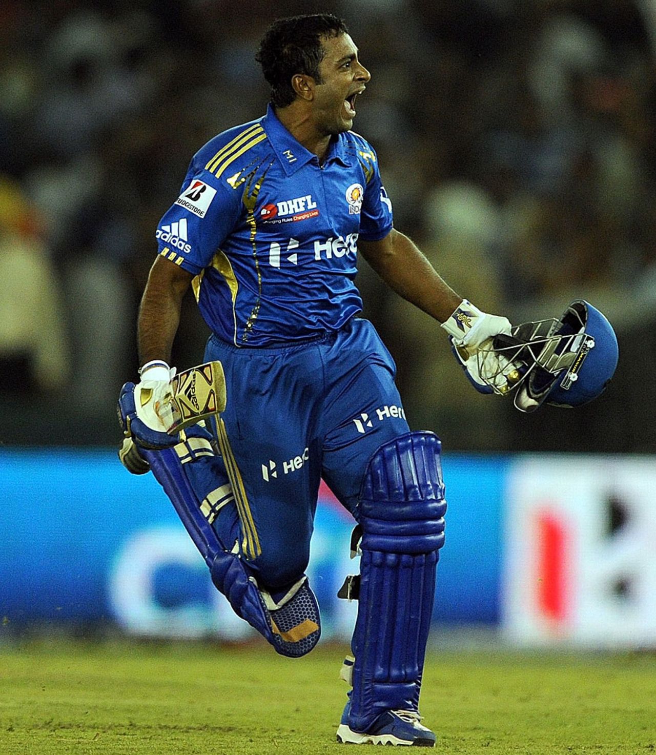 Ambati Rayudu is ecstatic after hitting 34 off 17 balls, Kings XI Punjab v Mumbai Indians, IPL, Mohali, April 25, 2012