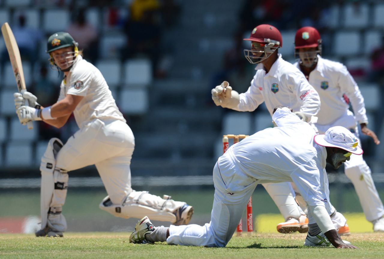 Shane Watson is caught by Darren Sammy, West Indies v Australia, 3rd Test, Roseau, 3rd day, April 25, 2012