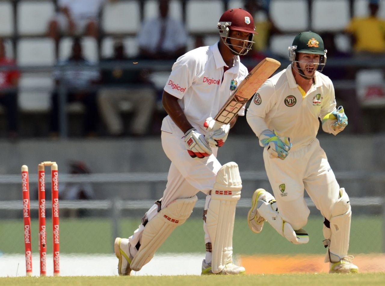 Kieran Powell was bowled by Michael Clarke, West Indies v Australia, 3rd Test, Roseau, 4th day, April 26, 2012