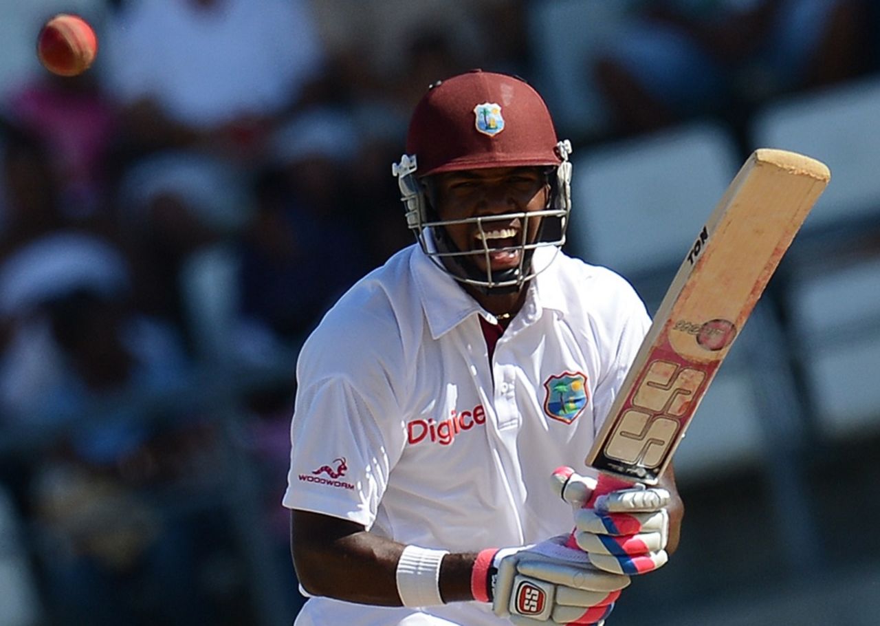 Darren Bravo pushes the ball to the on side, West Indies v Australia, 3rd Test, Roseau, 4th day, April 26, 2012