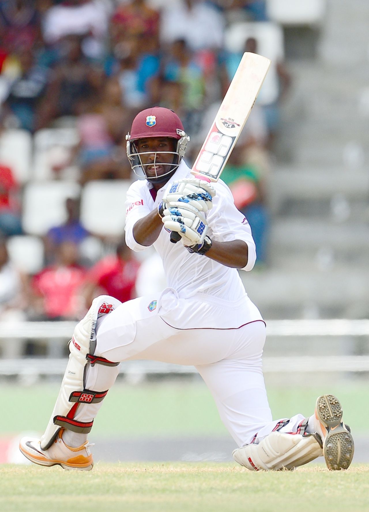Shane Shillingford goes for a sweep, West Indies v Australia, 3rd Test, Roseau, 5th day, April 27, 2012