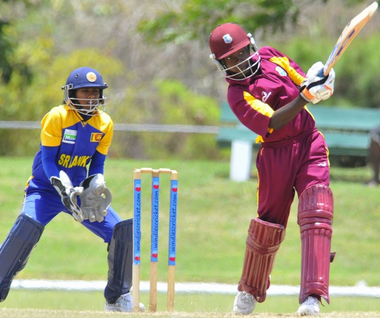 Shemaine Campbelle plays a shot, 2nd ODI, Sri Lanka Women's tour of West Indies, 2012, Barbados, April 27, 2012