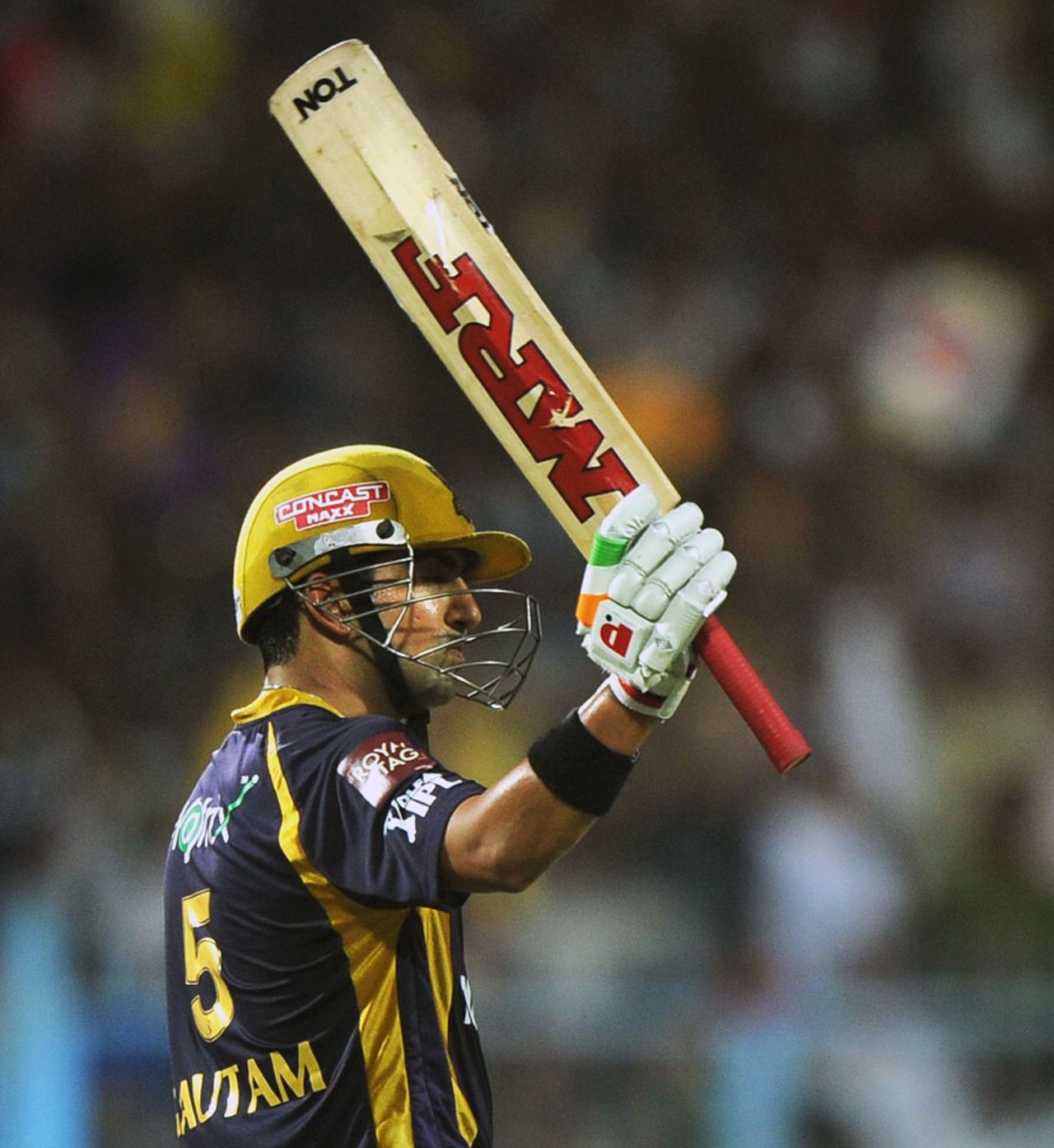 Gautam Gambhir signals his half-century, Kolkata Knight Riders v Royal Challengers, IPL, Kolkata, April 28, 2012