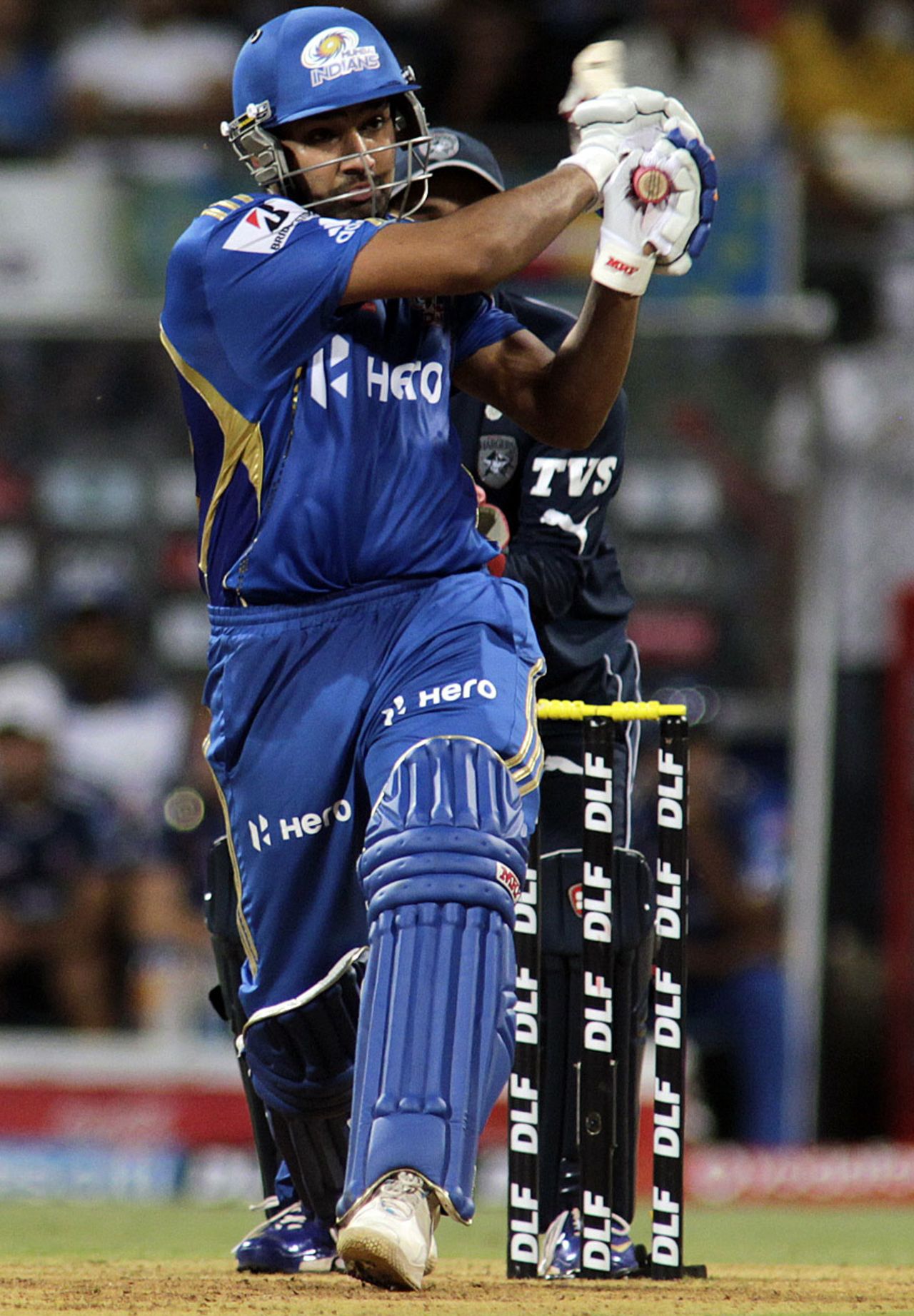 Rohit Sharma pulls during his 42, Mumbai Indians v Deccan Chargers, IPL, Mumbai, April 29, 2012