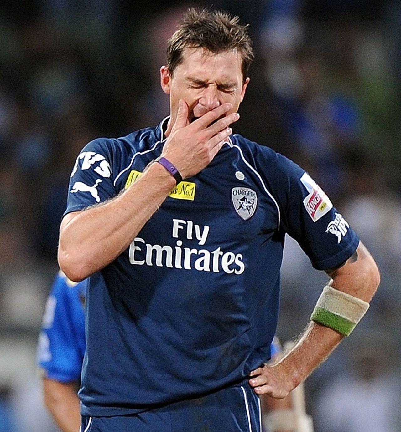 Dale Steyn yawns after getting Richard Levi first ball, Mumbai Indians v Deccan Chargers, IPL, Mumbai, April 29, 2012