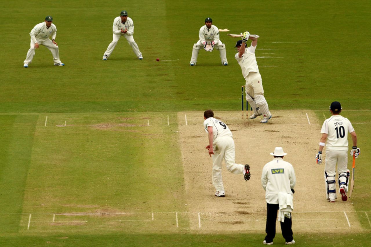 Sam Robson edges an Alan Richardson delivery towards third slip, Middlesex v Worcestershire, County Championship, Division One, Lord's, 2nd day, May 4, 2012
