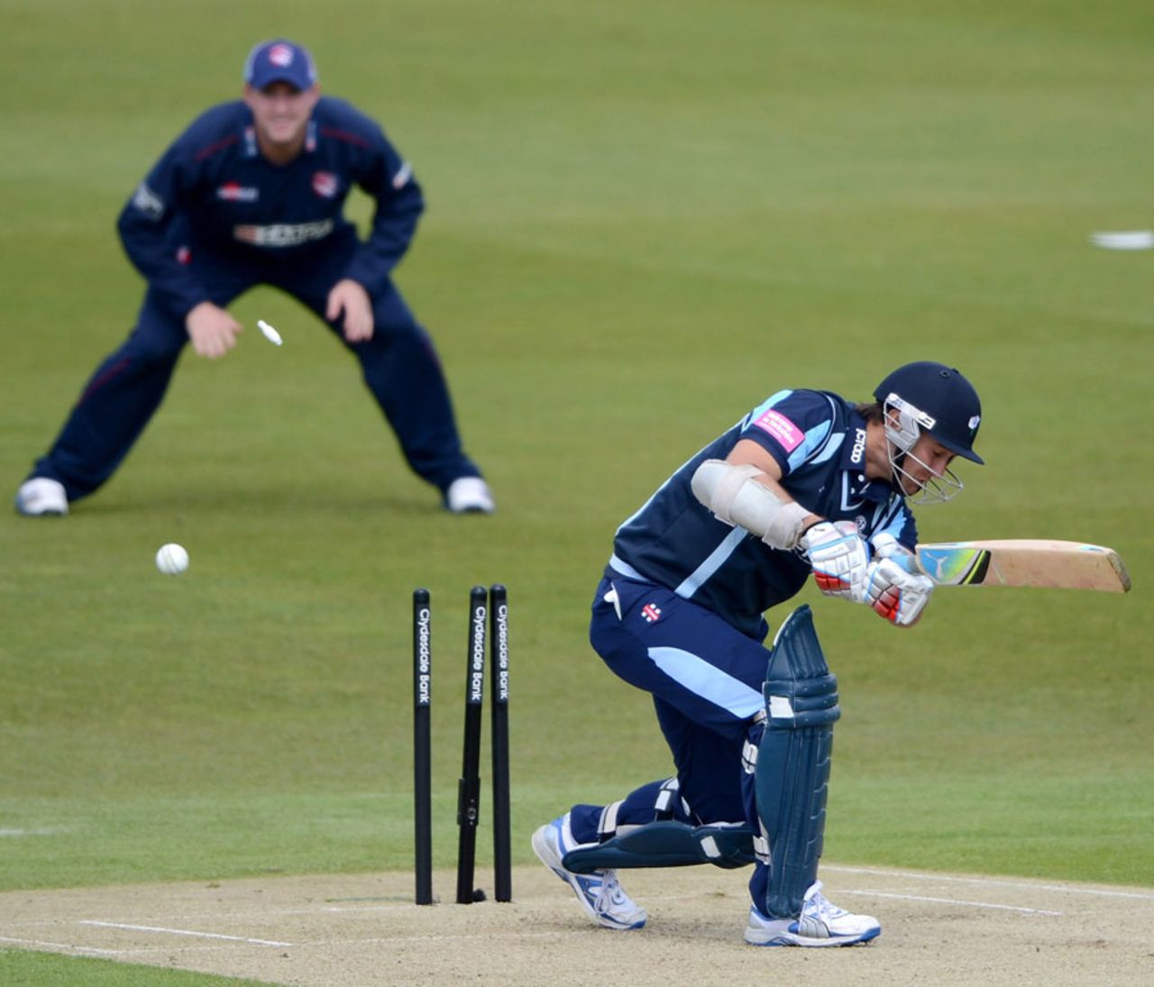 Phil Jaques is bowled first ball by Matt Coles, Yorkshire v Kent, CB40, Group C, Headingley, May 6, 2012