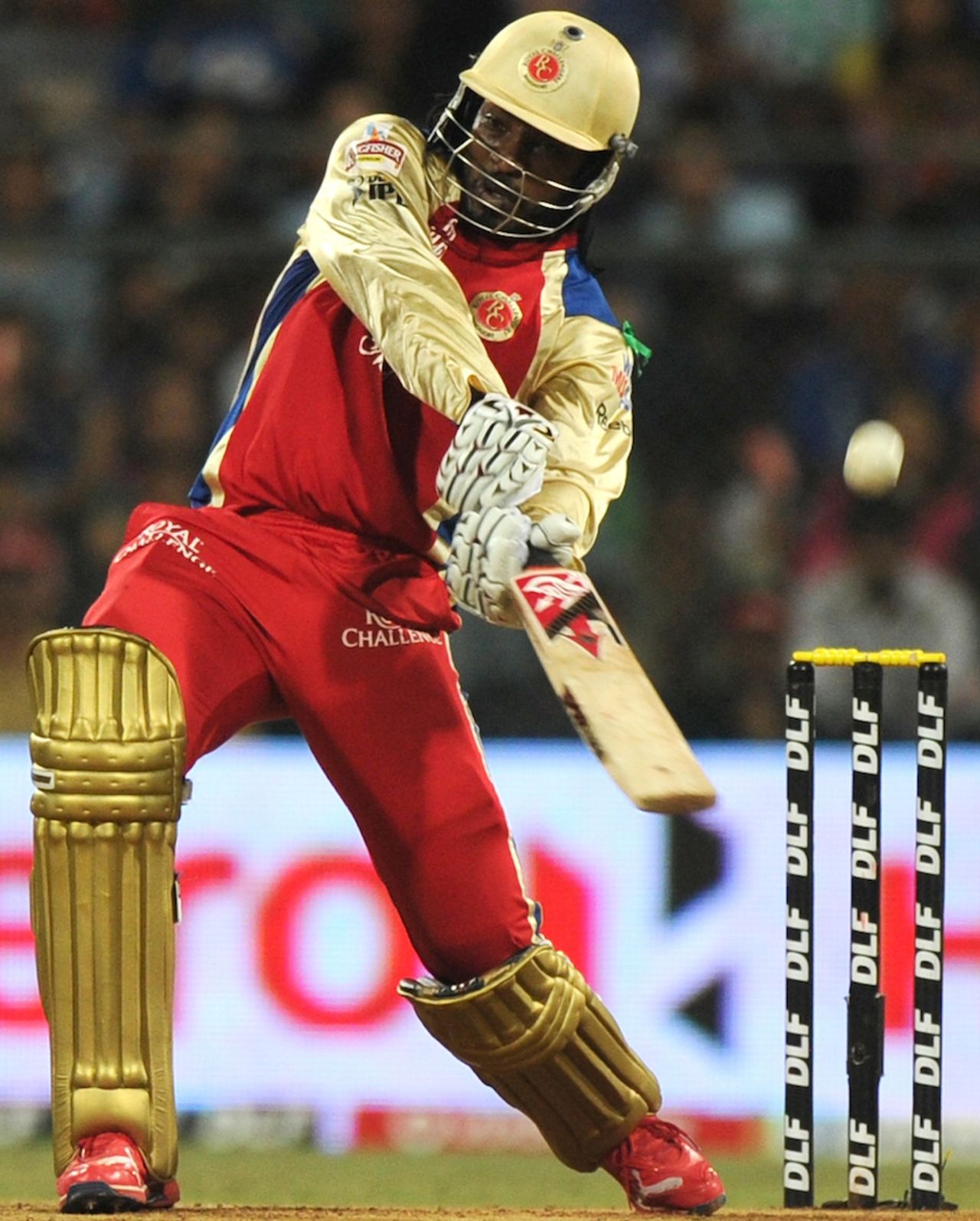 Chris Gayle smashes the ball through off-side, Mumbai Indians v Royal Challengers Bangalore, Mumbai, IPL, May 9, 2012 