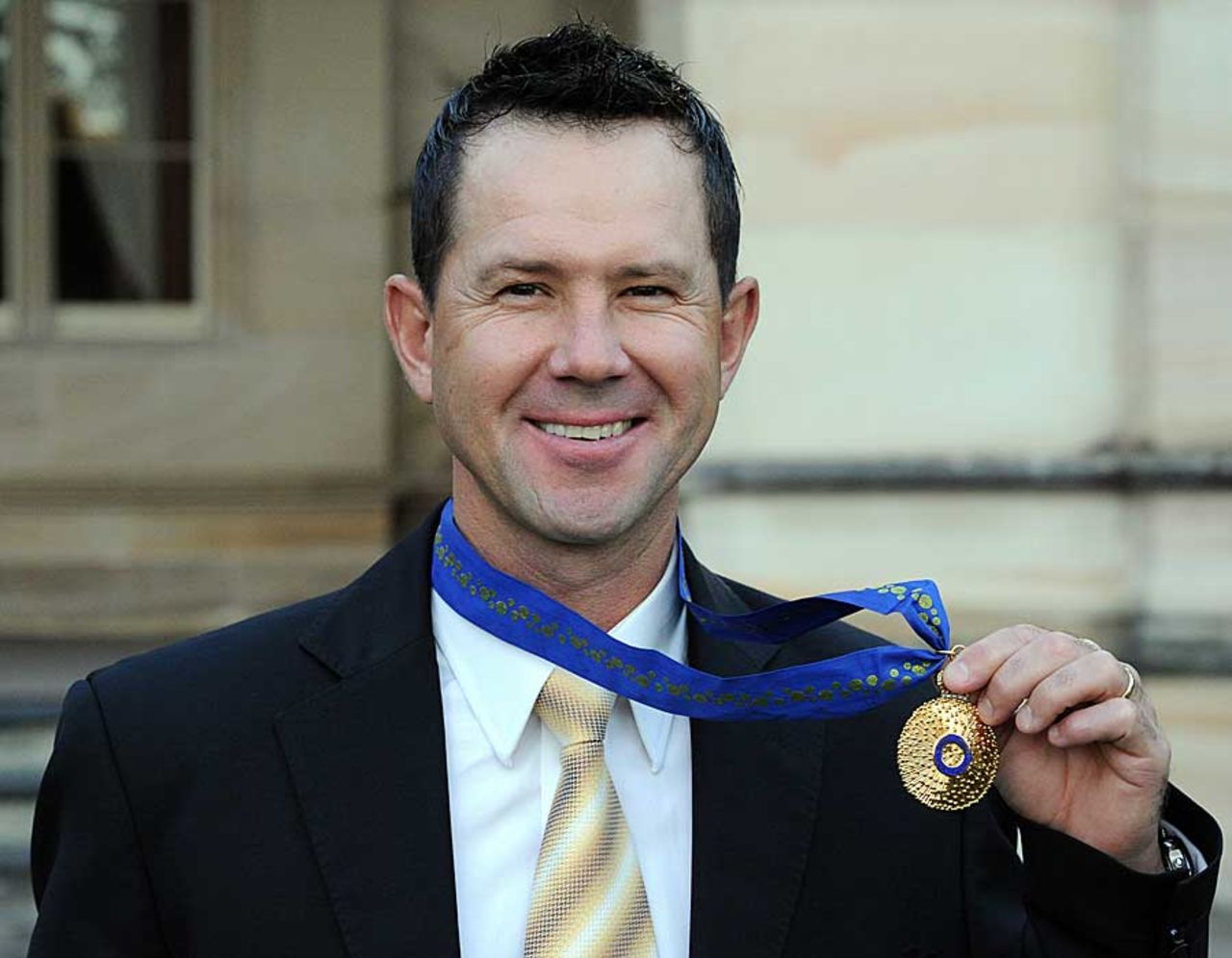 Ricky Ponting with the Order of Australia medal, Sydney, May 10, 2012