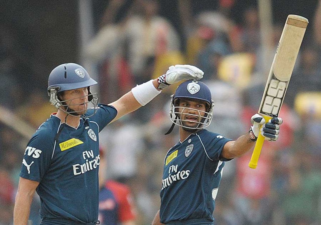 Cameron White and Shikhar Dhawan were involved in a century stand, Deccan Chargers v Delhi Daredevils, IPL 2012, Hyderabad