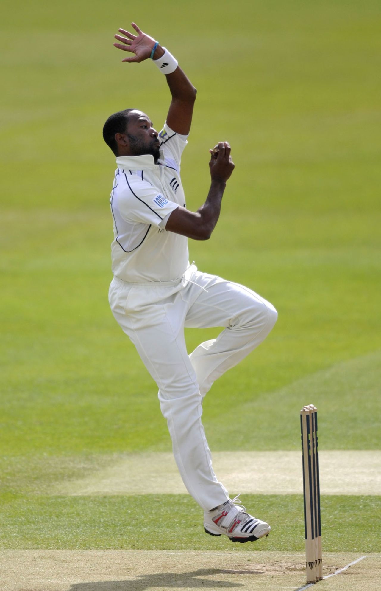 Corey Collymore in his delivery stride, Middlesex v Surrey, County Championship, Division One, April 12-15, 2012