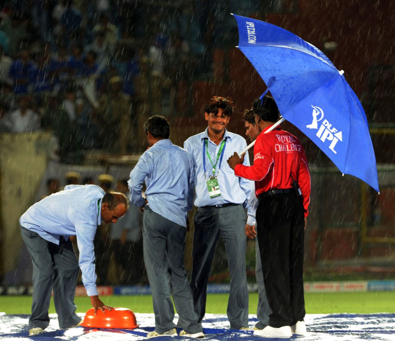 A persistent drizzle interrupted play early on, Rajasthan Royals v Chennai Super Kings, IPL, Jaipur, May 10, 2012