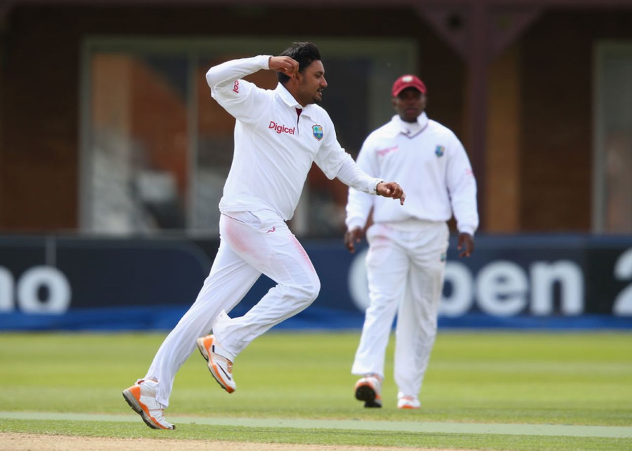 Ravi Rampaul celebrates a wicket, England Lions v West Indians, Tour Match, 2nd day, Northampton, May 11, 2012