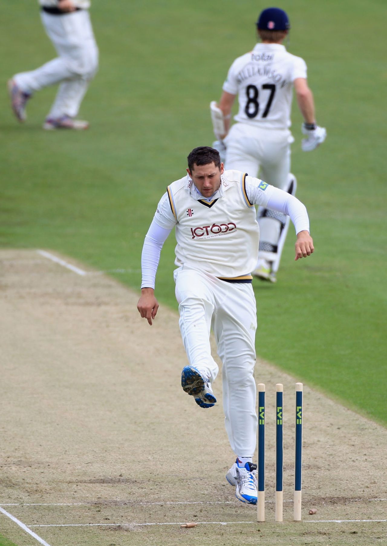 Tim Bresnan expresses frustration at conceding overthrows but he went on to take five wickets, Gloucestershire v Yorkshire, County Championship, Division Two, 3rd day, Bristol, May 11, 2012
