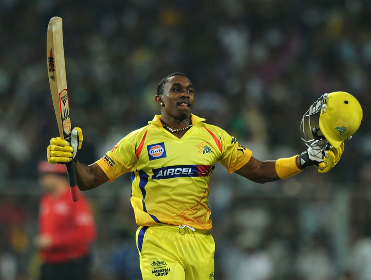Dwayne Bravo savours the winning moment, Kolkata Knight Riders v Chennai Super Kings, IPL, Kolkata, May 14, 2012