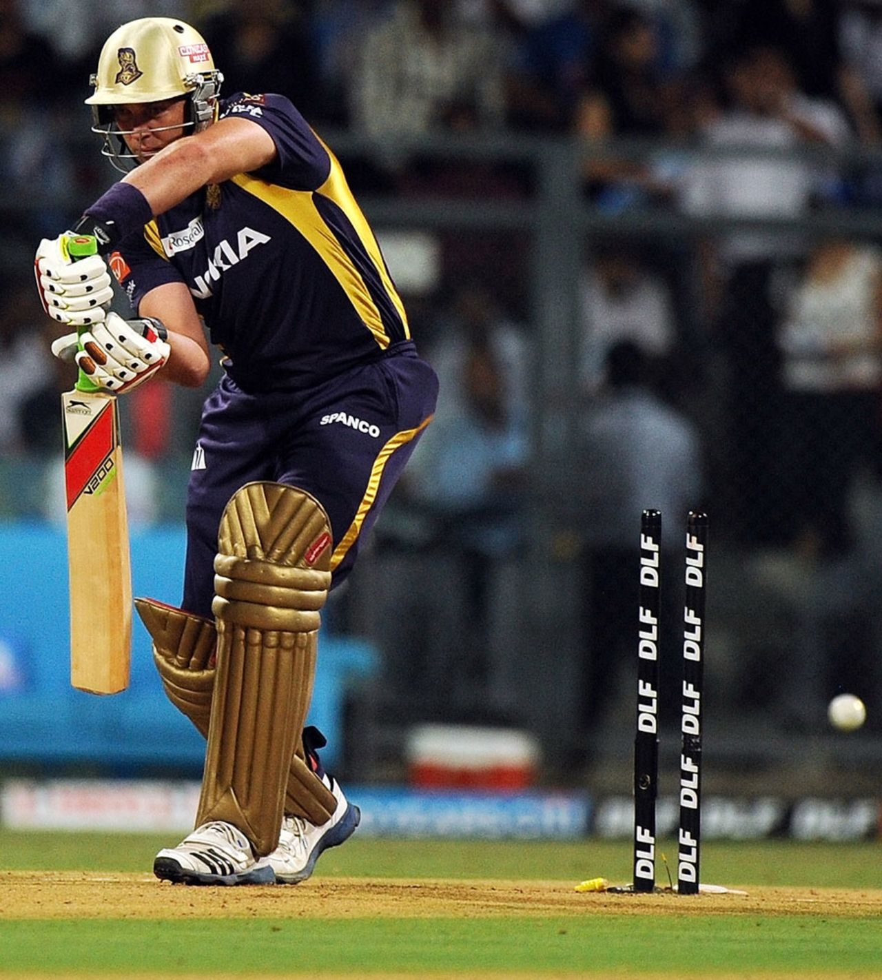 Jacques Kallis was bowled first ball, Mumbai Indians v Kolkata Knight Riders, IPL, Mumbai, May 16, 2012