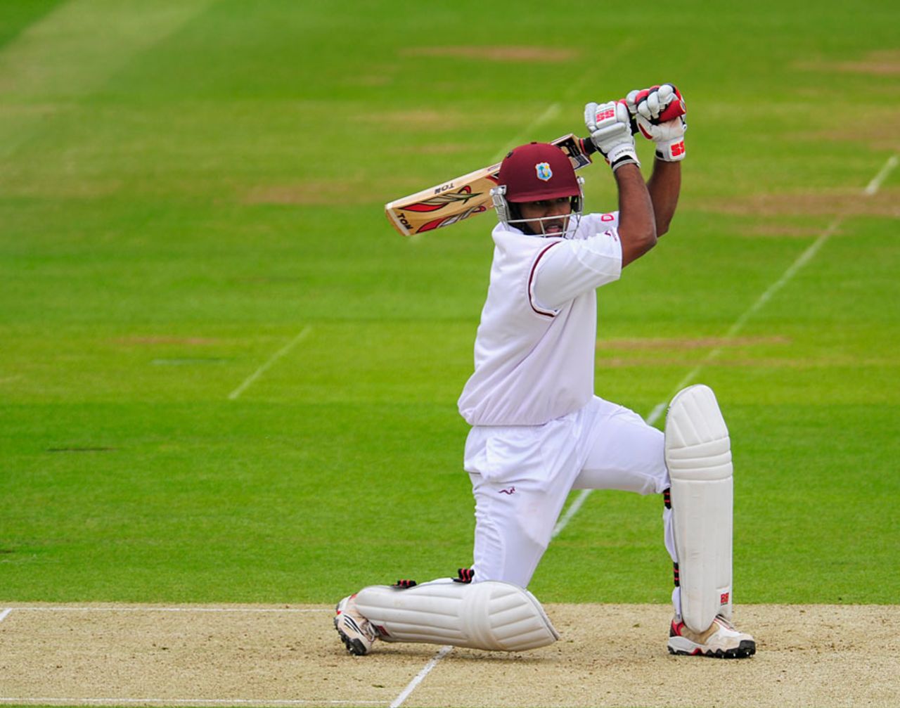 Adrian Barath unfurls a cover drive, England v West Indies, 1st Test, Lord's, 1st day, May 17, 2012